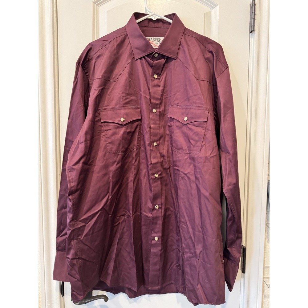 Schaefer Outfitter Western Shirt XL Tall Snap Front Burgundy Pearl Snaps